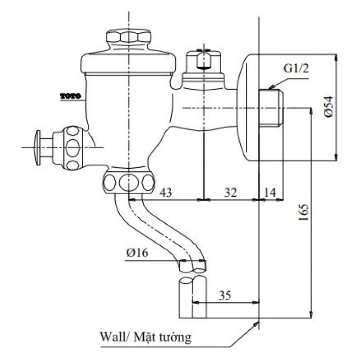 Van Xả Nhấn Bồn Tiểu Nam TOTO DU601SRR Van Xả Tiểu