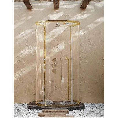 Phòng Tắm Kính Fendi FCM-1X3 màu Mirror Gold Tròn