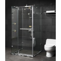 Phòng Tắm Kính Fendi FDU-1X4 Góc Vuông Chrome 1 Mét 3 Vách