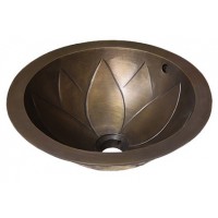 Chậu Lavabo Kanly GCL02 Đặt Bàn Đồng Thau Họa Tiết Cánh Hoa Sen 360x160 mm