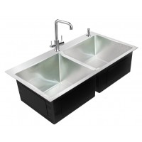 Chậu Rửa Chén Sơn Hà HM.X.2C.82.2.2 Inox 201 2 Hộc 820 x 450mm
