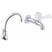 Combo Vòi Bếp Và Vòi Gắn Tường Lạnh Caesar K028C + W027C