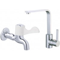 Combo Vòi Bếp Nóng Lạnh Và Vòi Lạnh Gắn Tường Caesar K665C + W027C