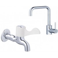 Combo Vòi Bếp Nóng Lạnh Và Vòi Lạnh Gắn Tường Caesar K685C + W027C