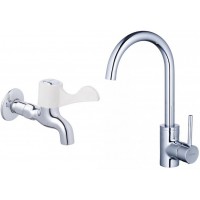 Combo Vòi Bếp Nóng Lạnh Và Vòi Lạnh Gắn Tường Caesar K695C + W027C