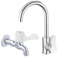 Combo Vòi Bếp Nóng Lạnh Và Vòi Lạnh Gắn Tường Caesar K415C + W027C