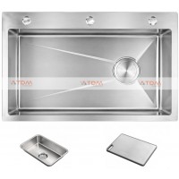 Chậu Rửa Chén Inox Caesar KSH01H075SX 1 Hộc 750x460mm Lắp Nổi
