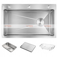 Chậu Rửa Chén Inox Caesar KSH01H075SX 1 Hộc 750x460mm Lắp Nổi
