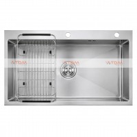 Chậu Rửa Chén Inox Caesar KSH01H082SE 1 Hộc 820x450mm Lắp Nổi - Mài Vát Cạnh