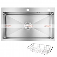 Chậu Rửa Chén Inox Caesar KSH01H082SX 1 Hộc 820x450mm Lắp Nổi