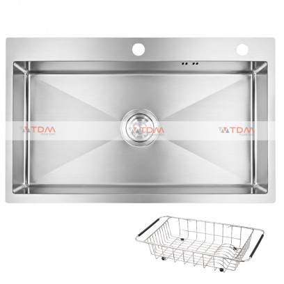 Chậu Rửa Chén Inox Caesar KSH01H082SX 1 Hộc 820x450mm Lắp Nổi - Tuấn Đức