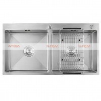 Chậu Rửa Chén Inox Caesar KSH02H100SX 2 Hộc 1000x500mm Lắp Nổi