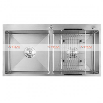 Chậu Rửa Chén Inox Caesar KSH02H100SX 2 Hộc 1000x500mm Lắp Nổi - Tuấn Đức