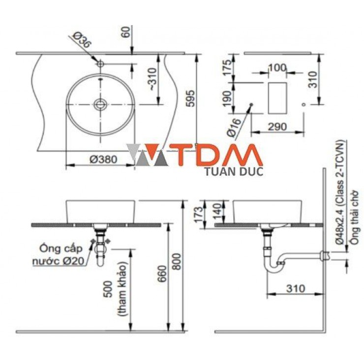 Chậu Rửa Lavabo Inax L-295V Đặt Bàn Tròn