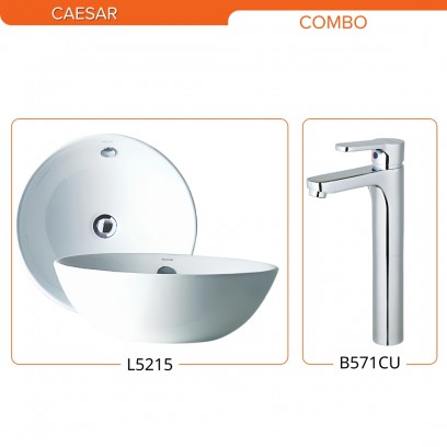 Combo Caesar Lavabo Đặt Bàn Và Vòi Nóng Lạnh L5215+B571CU - Tuấn Đức