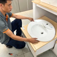 Lắp Đặt Chậu Rửa Lavabo Dương Vành + Vòi lavabo + Bộ xả 