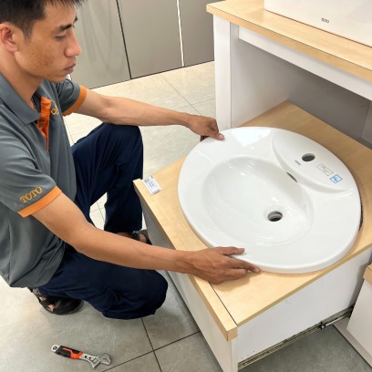 Dịch vụ lắp đặt chậu rửa lavabo âm bàn dương vành - TDM Tuấn Đức 