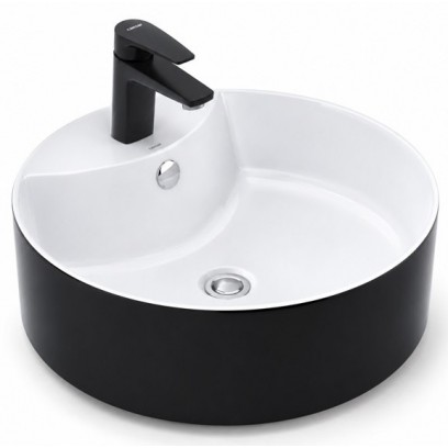 Chậu Rửa Lavabo CAESAR LF5240B Đặt Bàn Tròn Màu Đen 470x470mm - Tuấn Đức