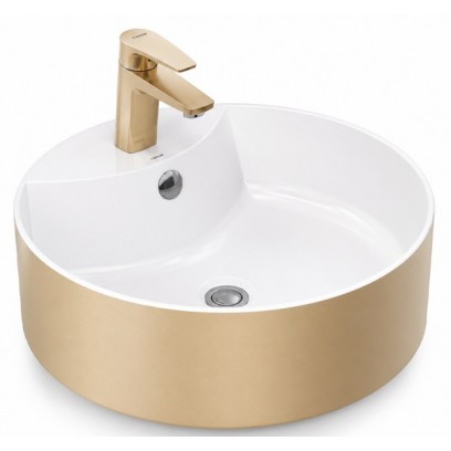 Chậu Rửa Lavabo CAESAR LF5240G Đặt Bàn Tròn Màu Vàng 470x470mm - Tuấn Đức