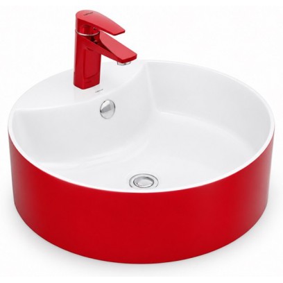 Chậu Rửa Lavabo CAESAR LF5240R Đặt Bàn Tròn Màu Đỏ 470x470mm - Tuấn Đức