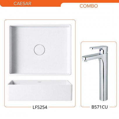 Combo Caesar Lavabo Đặt Bàn Và Vòi Nóng Lạnh LF5254+B571CU - Tuấn Đức