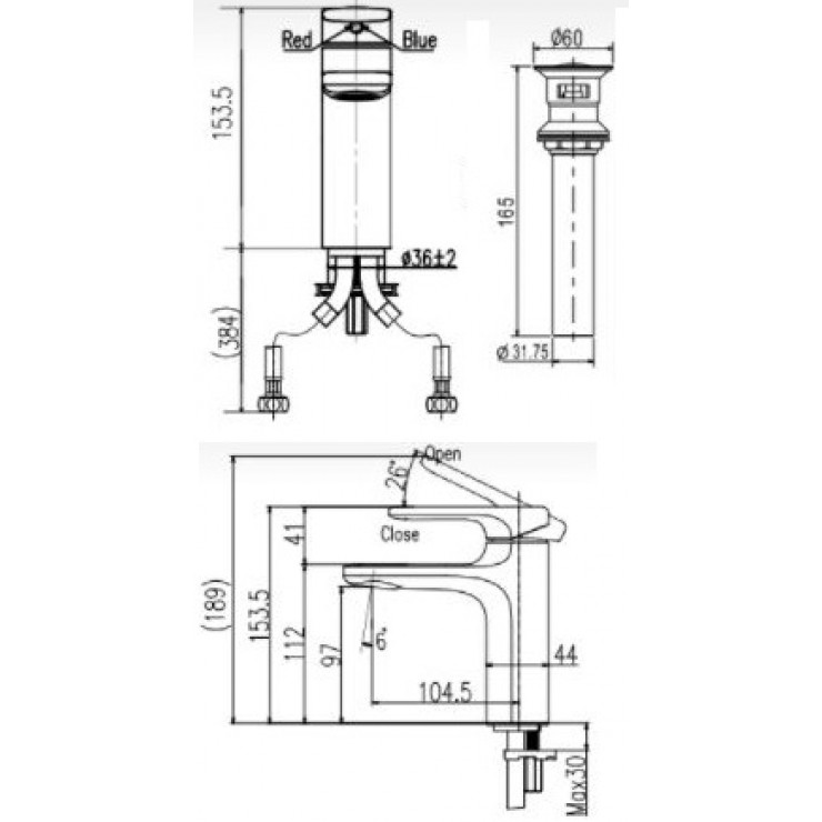 Vòi Chậu Lavabo Inax LFV-632S-2 Nóng Lạnh Vòi Nước Nóng Lạnh