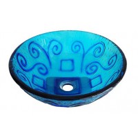 Chậu Rửa Mặt Lavabo Kanly Thủy Tinh Phối Màu Hoa Văn LK073 Đặt Bàn 400x150 mm