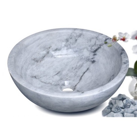 Chậu rửa mặt lavabo đá Kanly MAR133N marble trắng Ý (Italia)