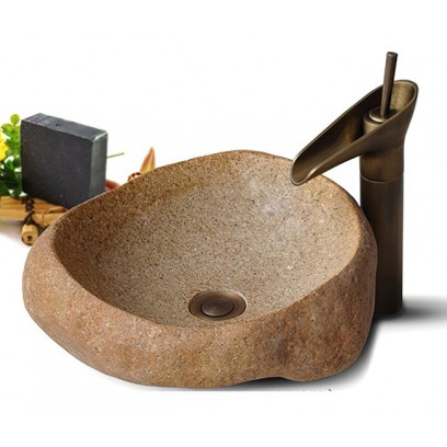 Lavabo Đặt Bàn Kanly MAR15C Đá Cuội Tự Nhiên 450x150 mm