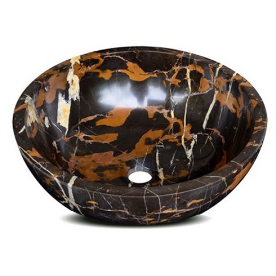 Chậu rửa mặt lavabo đá Kanly MAR16N vàng đen đá tự nhiên marble