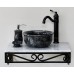 Chậu rửa mặt lavabo đá Kanly MAR62V marble đen có vân trắng