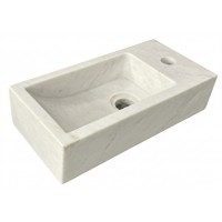 Chậu Rửa Mặt Lavabo Kanly MAR9M033 Mini Đặt Bàn Đá/Treo Tường Đá Trắng Sữa
