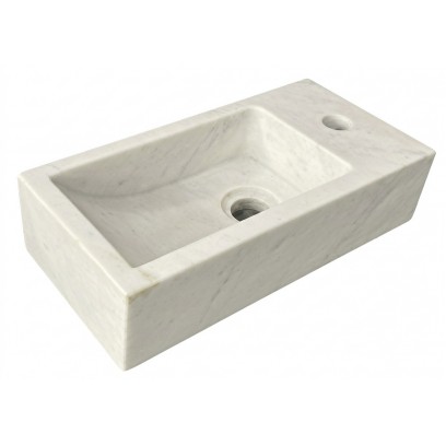 Chậu Rửa Mặt Lavabo Kanly MAR9M033 Mini Đặt Bàn Đá/Treo Tường Đá Trắng Sữa