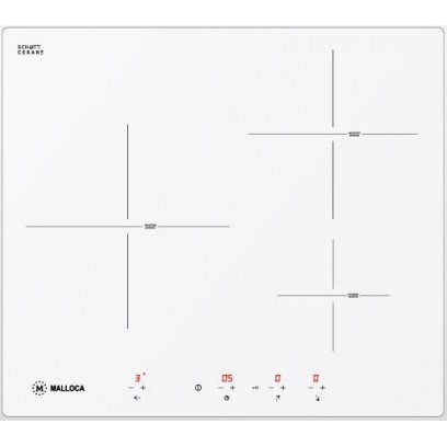 Bếp Từ Malloca MI 593 W Mặt Kính Đen 3 Vùng Nấu Màu Trắng - Tuấn Đức