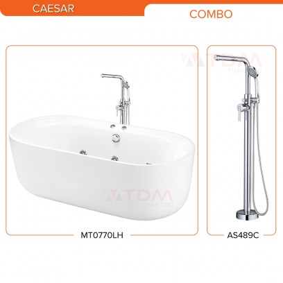 Combo Bồn Tắm Kèm Vòi CAESAR MT0770LH-PW+AS489C Đặt Sàn 1.75M - Tuấn Đức