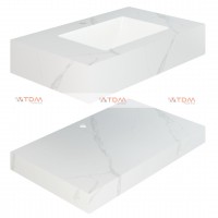 Chậu Rửa Mặt 2 Tầng Viglacera NY51-9GP01 Kèm Lavabo Âm Bàn Màu Trắng Vân Đá