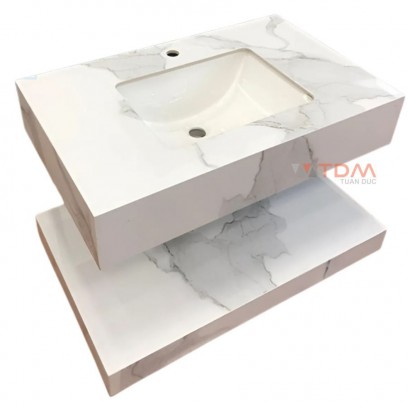 Chậu Rửa Mặt Đá 2 Tầng Viglacera S-VI14-9GP01 Kèm Lavabo Âm Bàn Màu Trắng Vân Đá Chậu Rửa Mặt Đá 2 Tầng Viglacera S-VI14-9GP01 Kèm Lavabo Âm Bàn Màu Trắng Vân Đá - Tuấn Đức