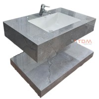 Chậu Rửa Mặt 2 Tầng Viglacera SC-VI8-9GP01 Kèm Lavabo Âm Bàn Màu Xám Giả Vân Đá