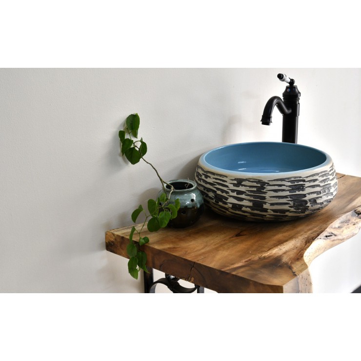 Chậu rửa mặt lavabo sứ mỹ thuật Kanly SU010 đặt bàn đá