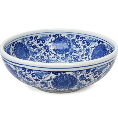 Chậu Rửa Mặt Lavabo Kanly SU121 Vẽ Hoa Văn Thủ Công Đặt Bàn Sứ Mỹ Thuật