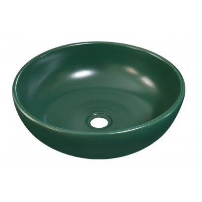 Chậu Lavabo Kanly SU519 Đặt Bàn Sứ Tròn Màu Xanh Lá Đậm 400x140 mm