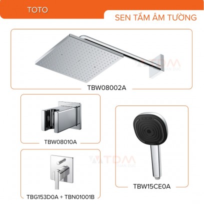 Sen Tắm Âm Tường TOTO TBG153D0A/TBN01001B+TBW08002A+TBW15CE0A+TBW08010A Nóng Lạnh