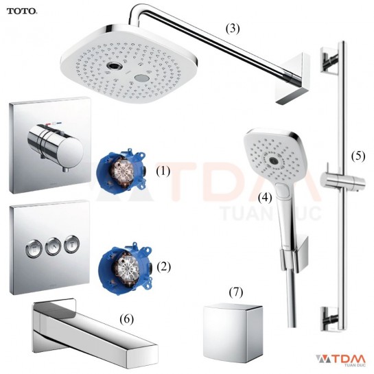 Sen Tắm TOTO TBV02402B TBV02105B TBW02004A TBW02006A TBW02012B TBG10001B TBW08009B Âm Tường 3 Đường Nước