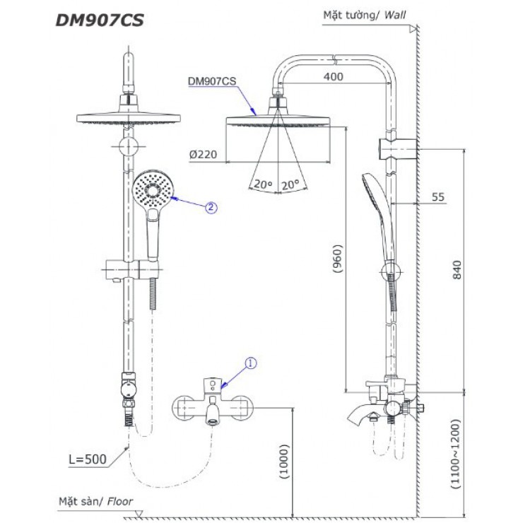 Bộ sen cây nhiệt độ TOTO TBV03427V/DGH104ZR/DM907CS tắm đứng - Tuấn Đức