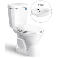 Bồn Cầu Viglacera VI66 2 Khối Nắp Êm Kèm Lavabo VTL2