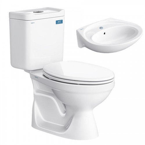 Bồn cầu Viglacera VT18M nắp êm V1102E 2 khối kèm lavabo VTL2