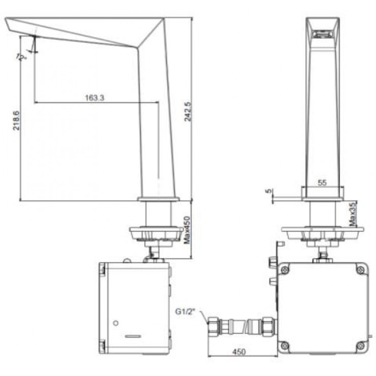 Vòi chậu rửa mặt lavabo American Standard WF-8510.DC cảm ứng PIN - Tuấn Đức