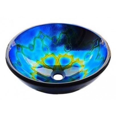Chậu Rửa Mặt Lavabo Kanly Thủy Tinh Phối Màu Hoa Văn LK127 Đặt Bàn 400x150 mm