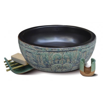 Chậu Rửa Mặt Lavabo Kanly SU014 Đặt Bàn Sứ Mỹ Thuật 400x150 mm
