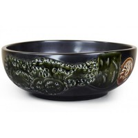 Chậu Rửa Mặt Lavabo Kanly Hoa Văn Phong Cách Cổ  SU142 Đặt Bàn Sứ Mỹ Thuật 400x145 mm